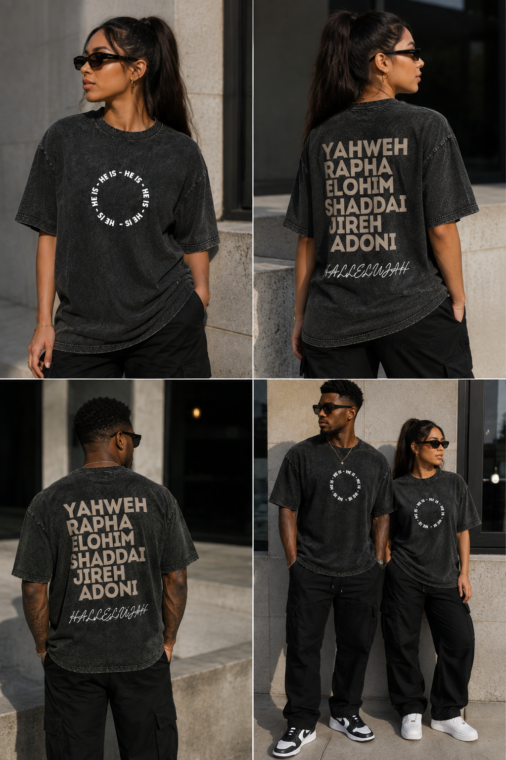 HE IS - Names of God Acid Wash Tee