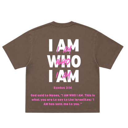 YAHWEH - MOCHA/WHITE/PINK (Drop Shoulder Oversized Tee)