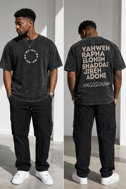 HE IS - Names of God Acid Wash Tee